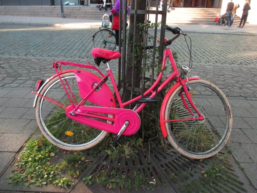 pink womans bicycle