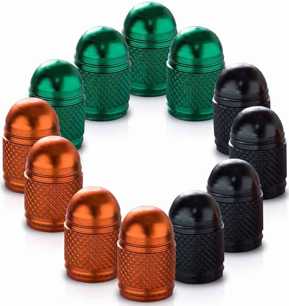 12 Valve Dust Caps Green & White Plastic for Car Tube & Cycles Get 1 Pack FREE 