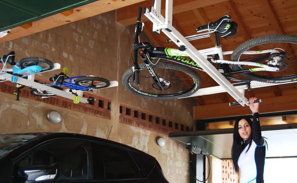 Bike lift in garage