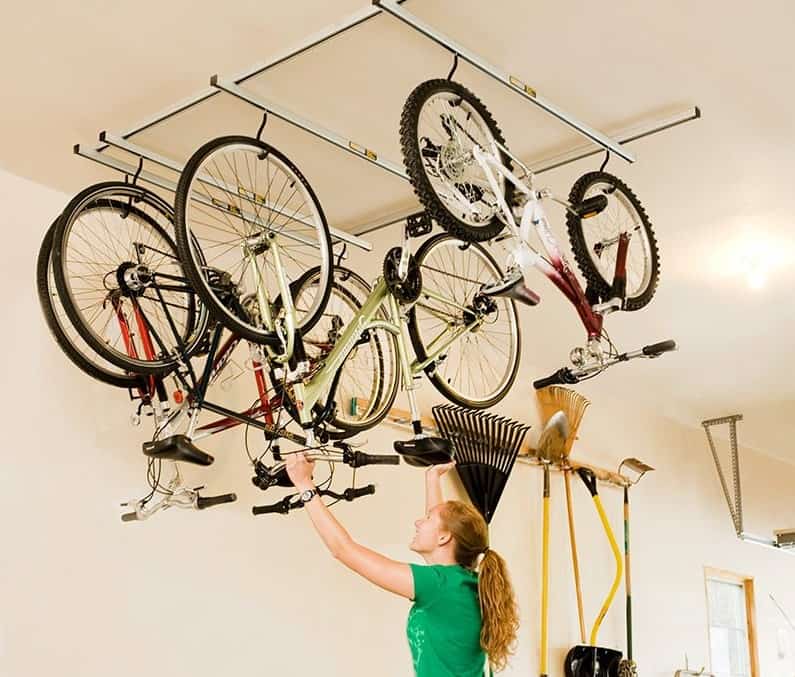 Black Color Bicycle NEWURBAN Bike Ceiling Mount Lift Hoist Hanger Storage Rack for Garage Indoor Ladder and Kayak Lift Premium Quality 