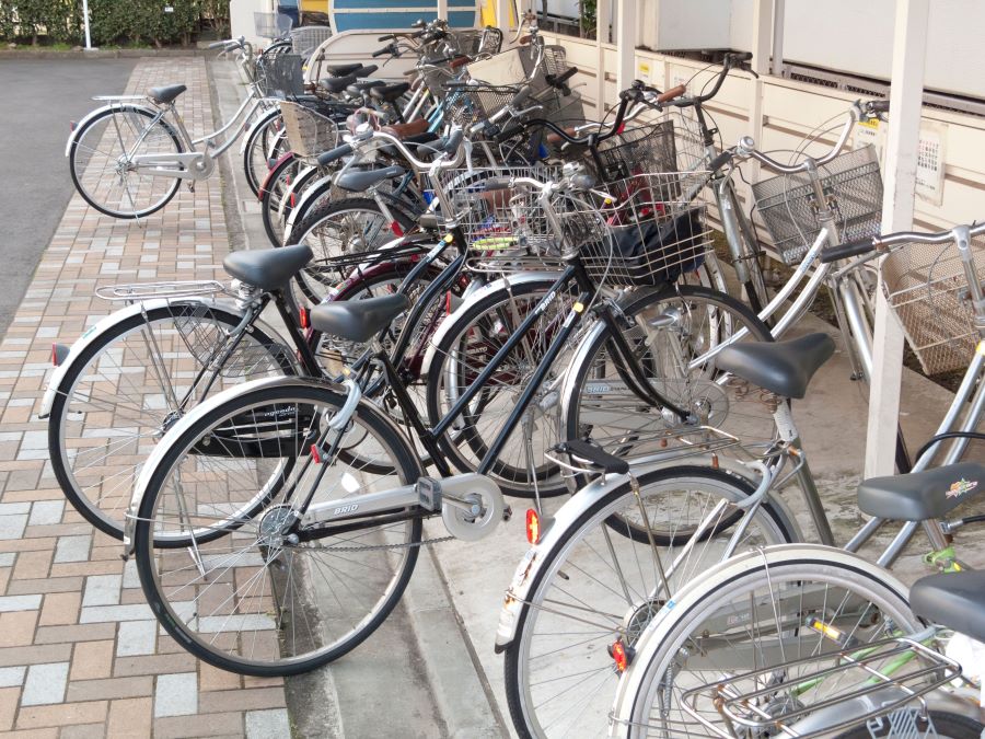 Bicycles propped up in bikestands