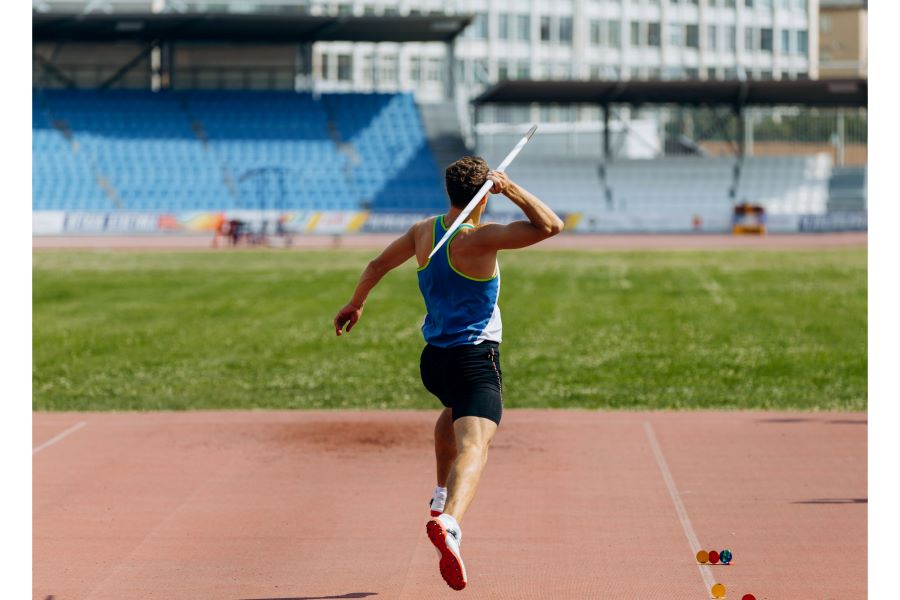 Javelin thrower competing in a decathlon