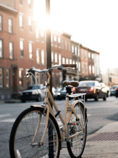 A city bike in an urban area