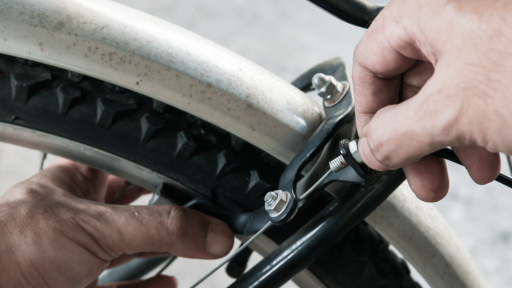 Adjusting rear brakes on a bike