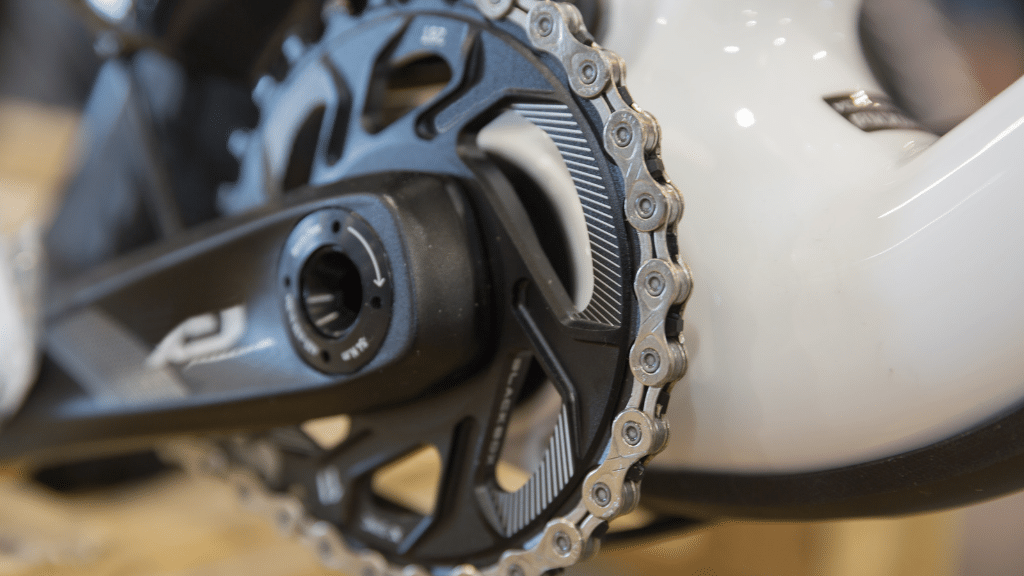 Bike chain attached to a drivetrain