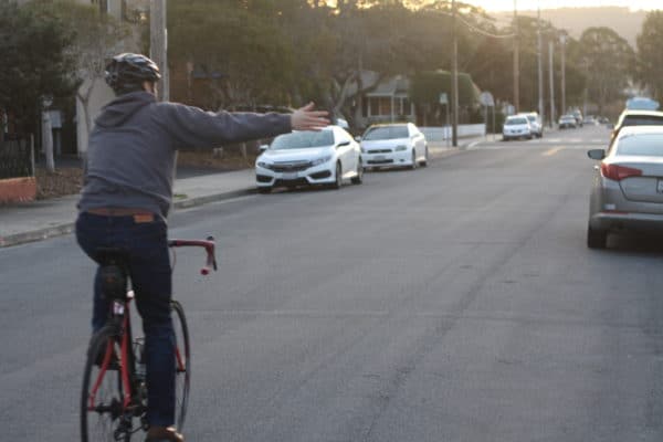Cyclist signalling right